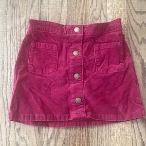 Old Navy Burgundy corduroy skirt with faux button detail